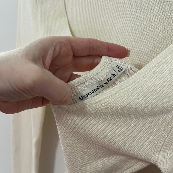 Abercrombie & Fitch White Ribbed Knit Cutout Bodysuit Size Medium - Picture 3 of 7